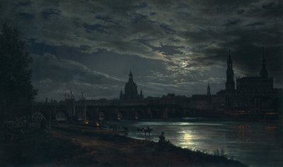 मूनलाइट द्वारा ड्रेसडेन का दृश्य द्वारा Johan Christian Dahl