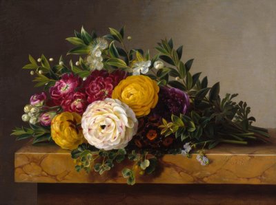 जेएल जेनसेन, संगमरमर के शीर्ष पर फूलों का गुलदस्ता द्वारा Johan Laurentz Jensen