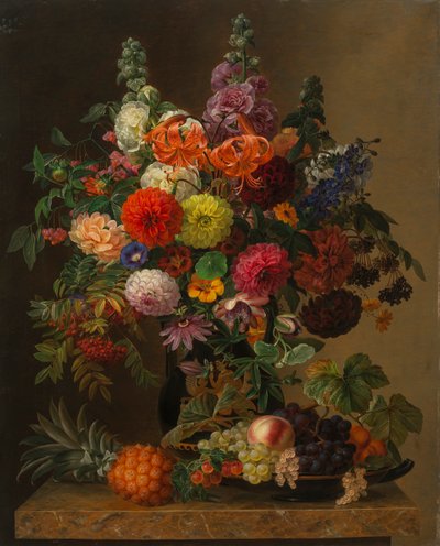 फिर भी फूल और फलों के साथ जीवन, 1836। द्वारा Johan Laurentz Jensen