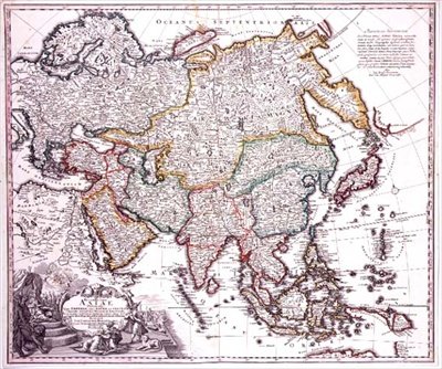 एशिया माइनर, अरब और जापान, c.1725 (रंगीन उत्कीर्णन) द्वारा जोहान बैप्टिस्टा होमन