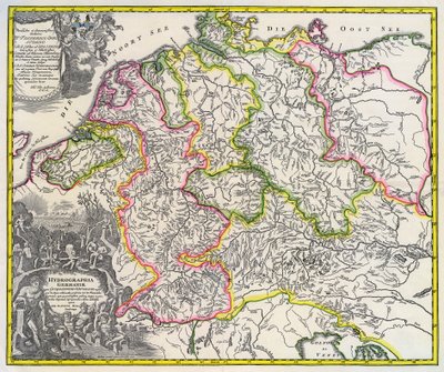 जर्मनी का हाइड्रोग्राफिक मानचित्र, लगभग 1720 (उत्कीर्णन) द्वारा जोहान बैप्टिस्टा होमन