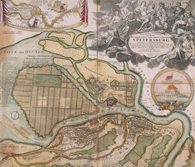 पीटर्सबर्ग सेंट पीटर्सबर्ग मास्टर प्लान का मानचित्र, ca. 1718-1719 द्वारा जोहान बैप्टिस्टा होमन