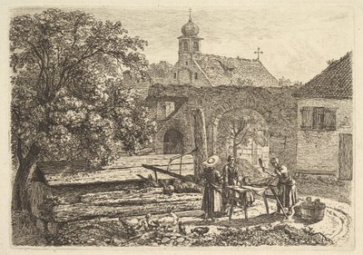 1817 में एक आर्टेशियन वेल में लॉन्ड्रेस। द्वारा जोहान क्रिश्चियन एरहार्ड