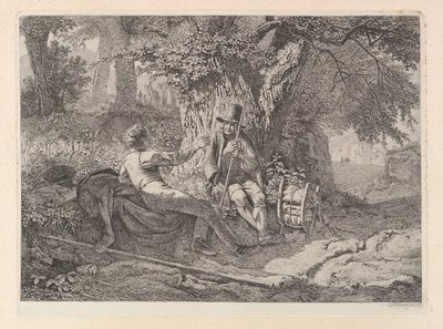 द आर्टिस्ट, रेस्टिंग विथ हिज गाइड, 1819। द्वारा जोहान क्रिश्चियन एरहार्ड