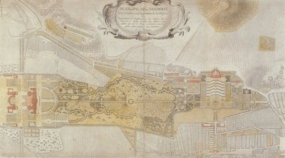 1772 के पोट्सडैम में फैंसियन पार्क ऑफ सैंसौसी की योजना द्वारा जोहान डेविड शेलीन