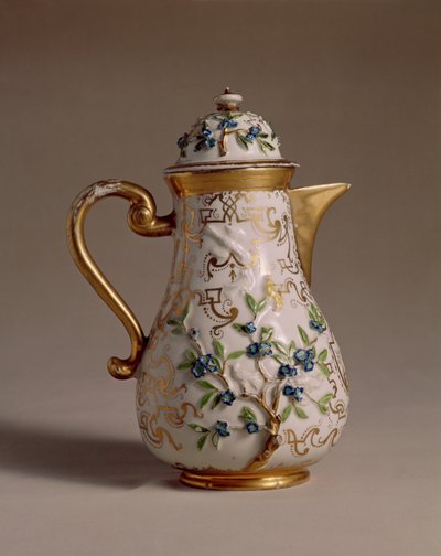कॉफी पॉट, लागू राहत के साथ सजाया गया, मीसेन, c.1710 चीनी मिट्टी के बरतन द्वारा Johann Friedrich Bottger