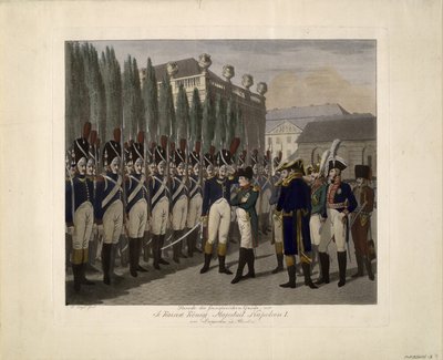 1806, 1806 को बर्लिन के लस्टगार्टन में फ्रेंच गार्ड्स की परेड द्वारा जोहान फ्रेडरिक जुगेली