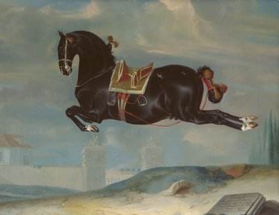 काला घोड़ा &39;क्यूरियो&39; एक कैपरीओल का प्रदर्शन करता है द्वारा Johann Georg Hamilton