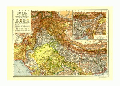 भारत का नक्शा उत्तरी भाग, c1910 द्वारा जोहान जॉर्ज जस्टस पर्थेस