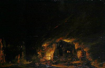 आग, c.1760 (लकड़ी पर तेल) द्वारा जोहान जॉर्ज ट्रॉटमैन