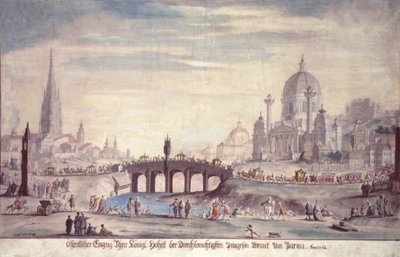 ऑस्ट्रिया के जोसेफ द्वितीय (1741-90) की परमा पत्नी की उसकी शाही महारानी राजकुमारी इसाबेला की सार्वजनिक उपस्थिति, 1760 द्वारा जोहान Gfall