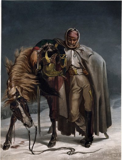 रूसी अभियान में स्विस गार्डों का ड्रैगून - ब्ल्यूलर, जोहान हेनरिक (1758-1823) - सीए 1812 - एक्वाटिंट - 20,3x15,4 - निजी संग्रह द्वारा जोहान हेनरिक ब्लुलर