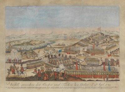 20 अप्रैल, 1789, 1789 को गलता में रूसी और तुर्क सेनाओं के बीच की घटना। द्वारा जोहान हिरोनिमस लोसेचनकोहल