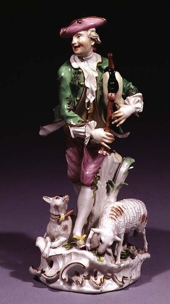 मीज़ेन शेफर्ड विथ बैगपाइप्स (चीनी मिट्टी के बरतन) द्वारा Johann Joachim Kaendler