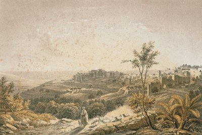 यरूशलेम का दृश्य। बर्नट्ज एट अलिये - स्टिंकोपक जेएफ एडिटोर द्वारा नक़्क़ाशी द्वारा जोहान मार्टिन बर्नट्ज