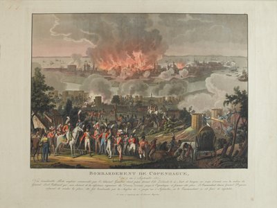 कोपेनहेगन की बमबारी, 2-5th सितंबर 1807, जे। लॉरेंट रगेंदास द्वारा और उसके बाद, जे। लॉरेंट रगेंदास, ऑग्सबर्ग, 1807 द्वारा प्रकाशित द्वारा जोहान मोरित्ज़ रुगेंडास
