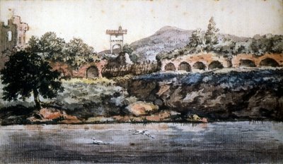 रोमा - टीबर का दृश्य, गोएथे का जल रंग। एसडी 19 वी सदी। द्वारा जोहान वोल्फगैंग वॉन गोएथे