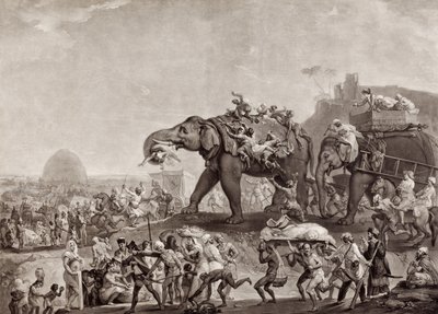 हैदरबेक से कलकत्ता तक दूतावास, औड के विज़ियर से, पटना के रास्ते, 1788 में, लॉर्ड कॉर्नवालिस से मिलने के लिए, पब .1800 (मेजोटिन्ट) द्वारा जोहान जोसेफ ज़ॉफ़नी