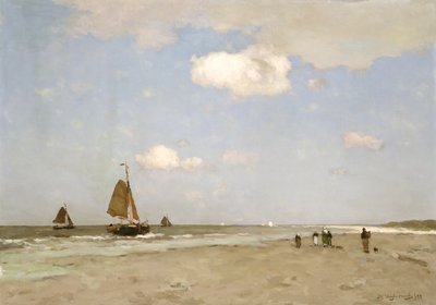 बीच का दृश्य, 1887 द्वारा Johannes Hendrik Weissenbruch