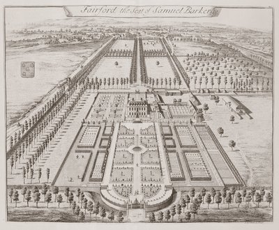फेयरफ़ोर्ड हाउस, थॉमस कडेसलेड (1718-50) द्वारा, केंट काउंटी में &39;थर्टी सिक्स डिफरेंट व्यू ऑफ़ नोबलमेन एंड जेंटलमेन सीट्स&39; से सैमुअल बार्कर की सीट। द्वारा जोहान्स किप