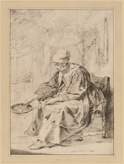 पैनकेक वुमन, 1768। द्वारा जोहान्स कोर्नलीन