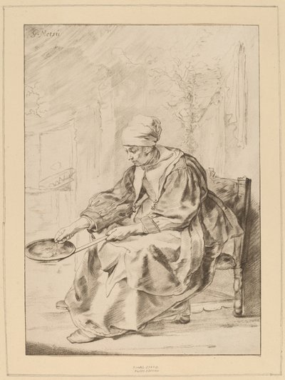 पैनकेक वुमन, 1768। द्वारा जोहान्स कोर्नलीन