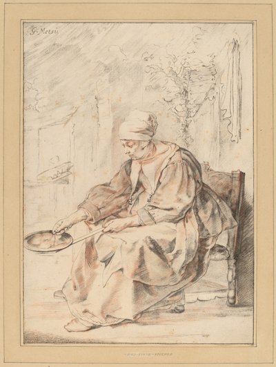 पैनकेक वुमन, 1768। द्वारा जोहान्स कोर्नलीन