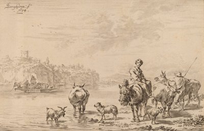 खच्चर पर बैठी महिला, 1769। द्वारा जोहान्स कोर्नलीन