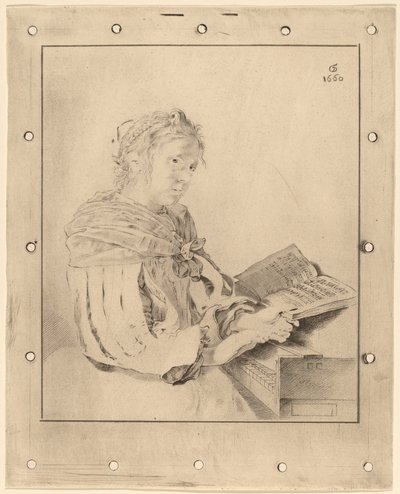 कीबोर्ड पर यंग गर्ल, 1767। द्वारा जोहान्स कोर्नलीन