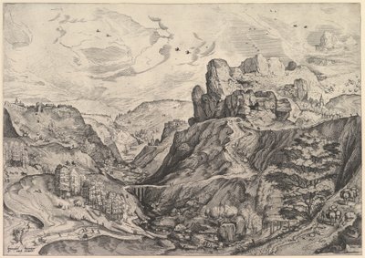 द लार्ज लैंडस्केप्स से डीप वैली के साथ अल्पाइन लैंडस्केप, सीए। 1555-56। द्वारा जोहान्स वैन डोएटेकम I