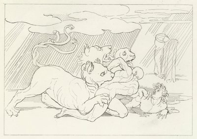 Cerberus, इन्फर्नो, कैंटो 6 (उत्कीर्णन) द्वारा जॉन (बाद) फ्लैक्समैन