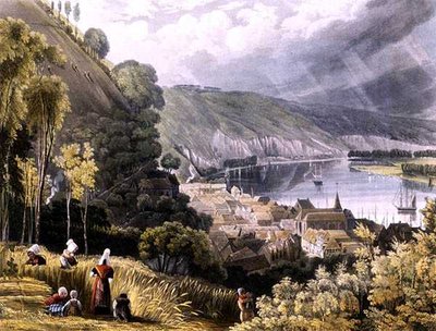 आर. एकरमैन (1764-1834) 1821 (कलर लिथो) द्वारा प्रकाशित डेनियल हावेल (1785-1826) द्वारा उकेरी गई 'व्यूज़ ऑन द सीन' से ला बाउले द्वारा जॉन (बाद) गेंडाल