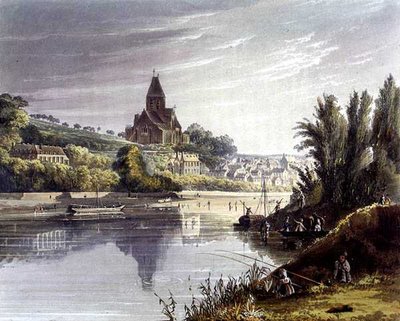 आर. एकरमैन (1764-1834) 1821 (कलर लिथो) द्वारा प्रकाशित थॉमस सदरलैंड (बी.1785) द्वारा उकेरी गई 'व्यूज़ ऑन द सीन' से ट्राईल द्वारा जॉन (बाद) गेंडाल
