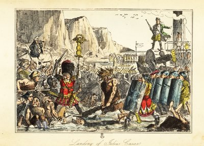 बेयरस्किन में 10 वीं सेना का एक मानक वाहक रोमन पैदल सेना को सैंडविच, 54BC में एक समुद्र तट पर ले जाता है द्वारा जॉन (बाद में) लीच