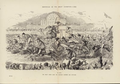 महान प्रदर्शनी 1851 के स्मारक, अठारह सौ इक्यावन के लिए महान डर्बी रेस (उत्कीर्णन) द्वारा जॉन (बाद में) लीच