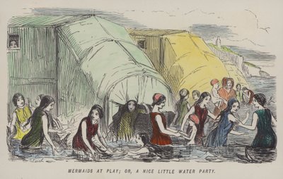 Mermaids at Play: या, एक नाइस लिटिल वाटर पार्टी (रंगीन उत्कीर्णन) द्वारा जॉन (बाद में) लीच