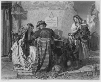 द लेटर राइटर, सेविले, रॉयल कलेक्शन में चित्र से (उत्कीर्णन) द्वारा जॉन (बाद) फिलिप