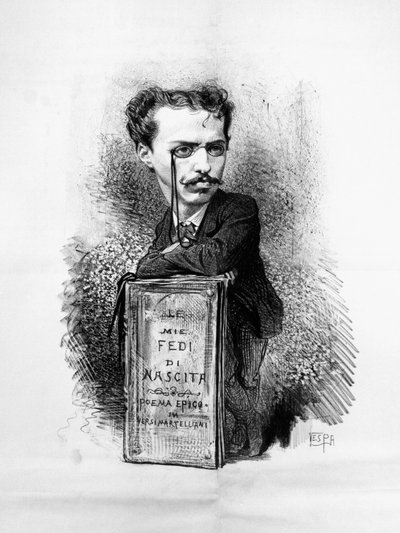 फेलिस कार्लो इमानुएल कैवलोट्टी (1842-1898) का कैरिकेचर चित्र, इतालवी कवि, नाटककार, वामपंथी, विरोधी-विरोधी पत्रकार, देशभक्त और राजनीतिक नेता, उत्कीर्णन द्वारा वाल्टर चार्ल्स मिल्स