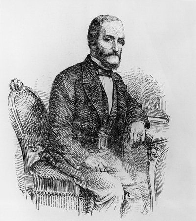 राफेल बुसाका दे गैलिडोरो (1810-1893) का पोर्ट्रेट, इतालवी राजनीतिज्ञ और अर्थशास्त्री, उत्कीर्णन द्वारा वाल्टर चार्ल्स मिल्स