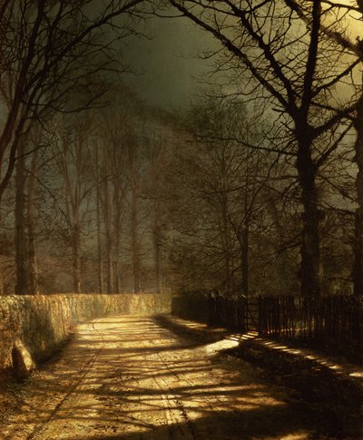 एक चाँदनी गली. एक गेट पर दो प्रेमी द्वारा John Atkinson Grimshaw