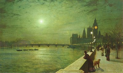वेस्टमिंस्टर के पास टेम्स नदी पर प्रकाश का प्रतिबिंब द्वारा John Atkinson Grimshaw