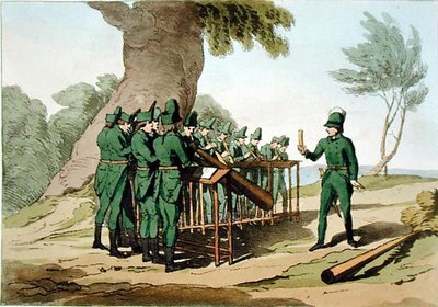 हॉर्न म्यूजिक, कलाकार द्वारा उकेरा गया, 1803 में प्रकाशित (कलर लिथो) द्वारा जॉन ऑगस्टस एटकिंसन