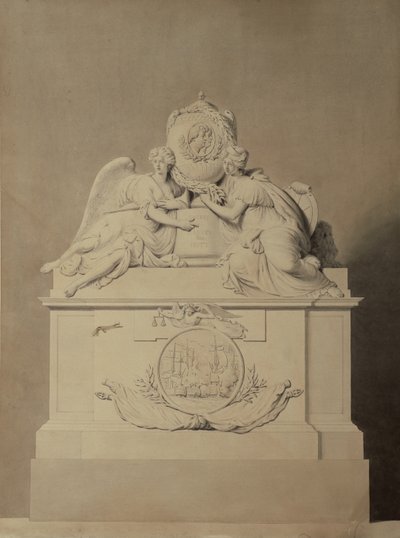 वेस्टमिंस्टर एब्बे में कैप्टन हार्वे और हुत के स्मारक के लिए डिज़ाइन, c.1804 द्वारा जॉन बेकन