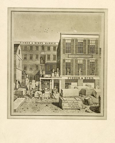 फिशर एंड बर्ड्स मार्बल यार्ड, पब। 1836 (उत्कीर्णन) द्वारा जॉन बेकर