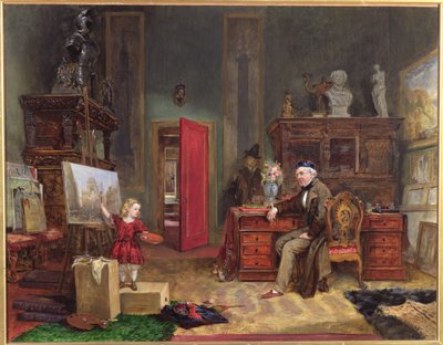 डेविड रॉबर्ट्स (1796-1864) और उनके स्टूडियो में उनकी पोती, c.1866 द्वारा जॉन बैलेन्टाइन