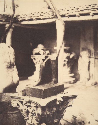 चेरचेल, अल्जीरिया, 1856 में संग्रहालय में एक मिस्र की मूर्ति का टुकड़ा। द्वारा जॉन बेस्ली ग्रीन