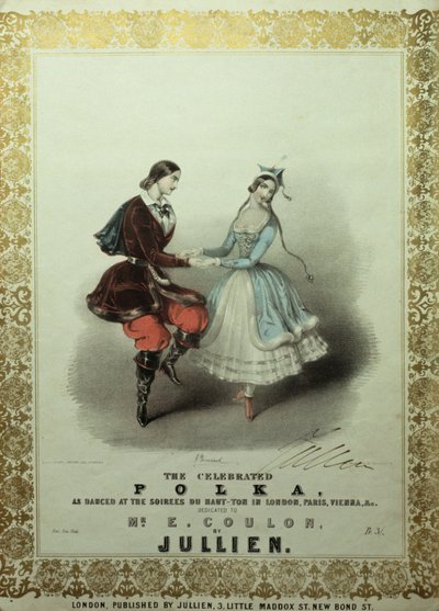 मनाया पोल्का, गीत पत्रक, 1840 (रंग लिथो) द्वारा जॉन ब्राइट