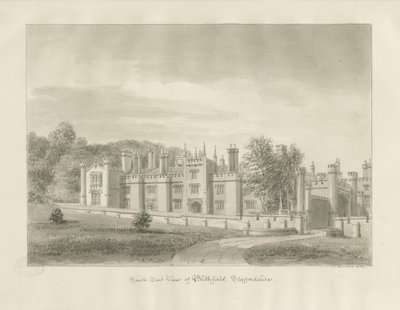 ब्लिथफील्ड हॉल: सीपिया ड्राइंग, 1823 द्वारा जॉन बकलर