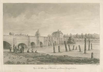 बर्टन-ऑन-ट्रेंट ब्रिज एंड टाउन: सीपिया ड्राइंग, 1839 द्वारा जॉन बकलर