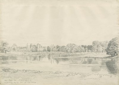 पटशूल हाउस - पार्क और पूल: पेंसिल ड्राइंग, 25 अगस्त 1820 द्वारा जॉन बकलर